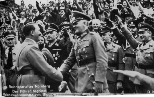 Adolf Hitler greets Werner von Blomberg at the 1934 Reichsparteitag